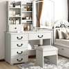 Dressing Table : White Vanity Dresser with Mirror and Stool thumb 6