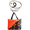 Womens Ankara orange canvas handbag with armlet thumb 2