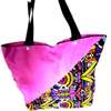Womens Pink Ankara canvas handbag with earrings thumb 1