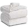 Cozy Black Plush Throw Blanket Ribbed Pattern thumb 2