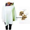 Womens Cream Cotton Poncho with earrings thumb 0