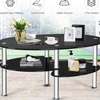 Luxury Two-Tier Oval Glass Home Office Coffee Table thumb 2