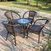 Rattan Outdoor Table and Chair Set with Glass Table thumb 1