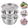 Stainless steel 3in1 set of grater collander & bowl thumb 0