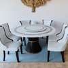 Office Dining Set: Round Marble Dining Table & 6 Chair set thumb 2