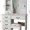 Dressing Table : White Vanity Dresser with Mirror and Stool thumb 1