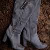 Grey Faux Suede knee high boots thumb 1