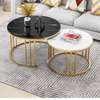 Twin Nesting Tables with Marble Tops and Gold Frame thumb 0