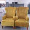 Modern yellow one seater wingback chair thumb 4