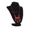 Womens Red crystal jewelry necklace and earrings set thumb 0