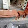 Pure solid hardwood mahogany coffee tables with two stools thumb 0