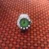 Silver Ring Watch with Rhinestones and Green Dial thumb 2