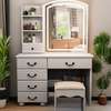 Dressing Table : White Vanity Dresser with Mirror and Stool thumb 0