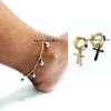 Womens Boho gold tone anklets with earrings thumb 0