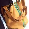 Womens Brown Leather handbag with ankara pouch thumb 4