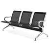 Black Sleek 3 Seater Metallic Linked Bench thumb 2