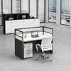 Office tables: one seater white working station with panels thumb 0