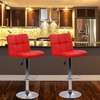 Red Velvet Leather Swivel Barstool with Backrest thumb 5