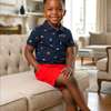 Boys Navy Print Shirt & Red Shorts Summer Set thumb 2
