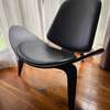Three Legged Chair Lounge Chair Black Leather thumb 0