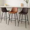Brown Leather Non-Adjustable Counter Bar Stool thumb 9