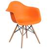 Plastic Chair: Orange Plastic Chair With Arms and Wooden Leg thumb 5