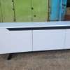 Modern White TV Stand with Storage & Metal Legs thumb 2