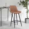 Brown Leather Non-Adjustable Counter Bar Stool thumb 3