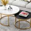 Pair Marble Nesting Coffee Tables thumb 1
