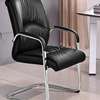 Office Chair: Black Leather Visitor's Waiting Chair thumb 1