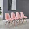 Dining Chair; Molded Abs Plastic, Wood Legs, Light Pink thumb 5