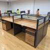 4-Person Office Cubicle Workstation Silver Wood thumb 4