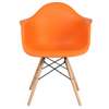 Plastic Chair: Orange Plastic Chair With Arms and Wooden Leg thumb 3