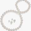14K White Gold Pearl Necklace Earrings Set thumb 0