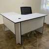 Modern L-Shaped Ergonomic Office Desk White Black Trim thumb 0