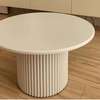 Modern White Side Tables Set of 2 with Ribbed Bases thumb 1