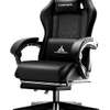 Gaming Chair; Ergonomic with Footrest, Reclining, Black thumb 1