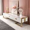 Modern Coffee & TV Table Set White Gold Frame thumb 7