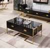 Modern Coffee & TV Table Set White Gold Frame thumb 3