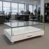 Coffee Table: White Bottom Top Glass Modern Coffee Table thumb 1
