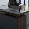 Modern Office Desk Dark Wood with Storage Cabinet thumb 8