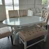 Elegant 6-Seat White Oval Dining Table Set thumb 3