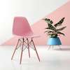 Dining Chair; Molded Abs Plastic, Wood Legs, Light Pink thumb 3