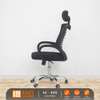 Office Seat: Black Ergonomic Mesh Swivel Chair With Headrest thumb 3