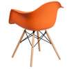 Plastic Chair: Orange Plastic Chair With Arms and Wooden Leg thumb 4