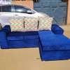 Blue Sectional Sofa with Chaise Lounge & Cushions thumb 1