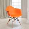 Plastic Chair: Orange Plastic Chair With Arms and Wooden Leg thumb 0