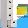 Office Cabinet:  Modern White Lockable 4-Tier Cabinet thumb 5