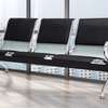 Durable 3-Seat Black Metal Bench with Padded Seats thumb 1