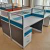 4-Person Office Cubicle Workstation Silver Wood thumb 6
